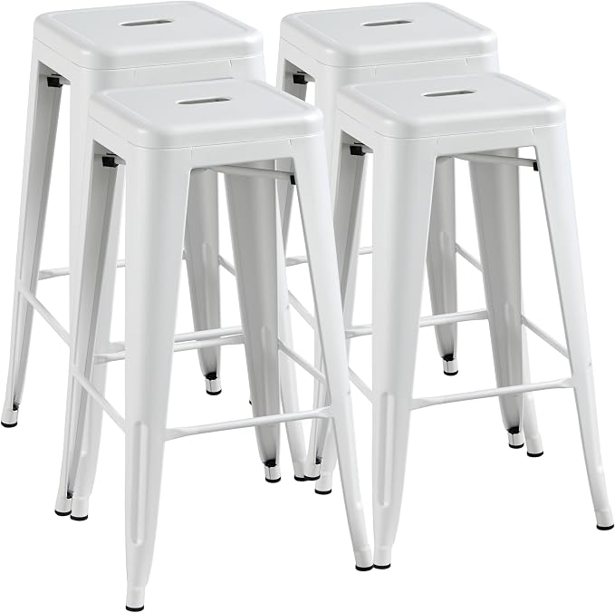 Yaheetech 30'' Metal Bar Stools 4PCS Bar Height Barstools Stackable Bar Chairs by Yaheetech