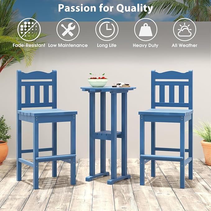 Sundale Outdoor 39 Inches Height Adirondack Bar Table, Patio HDPE Pub Height - Image 5