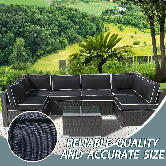 14Pcs Outdoor Cushion Covers Replacement Washable w/Zipper - Image 7