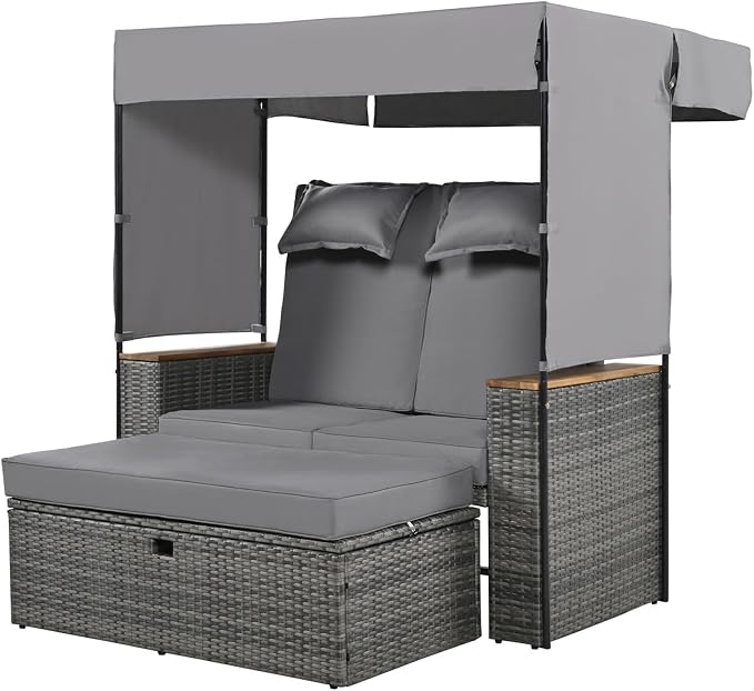 2-Piece Outdoor Rattan Daybed by Unknown