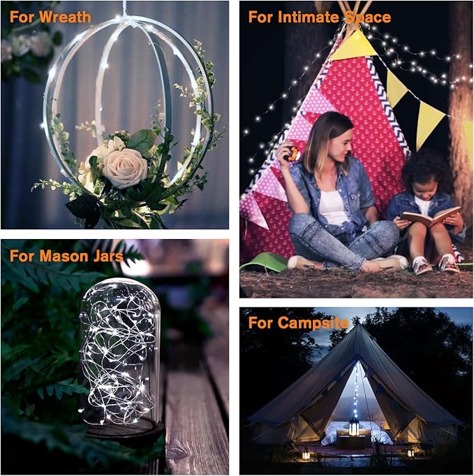 QITONG 4 Pack Solar Fairy Lights, Each 33ft 100 LED White Christmas String - Image 8