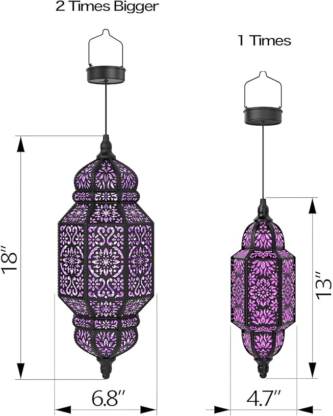 18 Inch High Large Hanging Solar Lights Outdoor Garden Decor, Decorative - Image 7