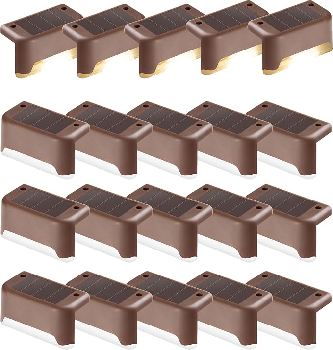 Solar Step Lights 20 Pack, Solar Powered Deck Lights of Waterproof LED by PATIOWIN