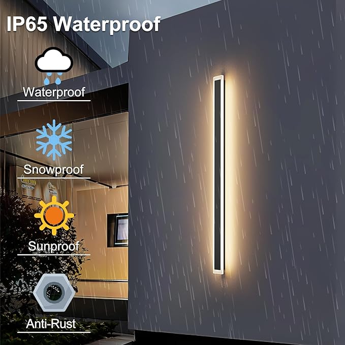 2 Pack 56.3In Long Outdoor Lights, IP65 Waterproof Modern Exterior Lighting - Image 2