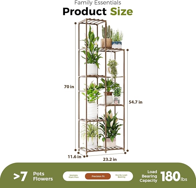 Bamworld Tall Plant Stand Indoor Corner Outdoor Plant Shelf Wood Plant Holder - Image 6