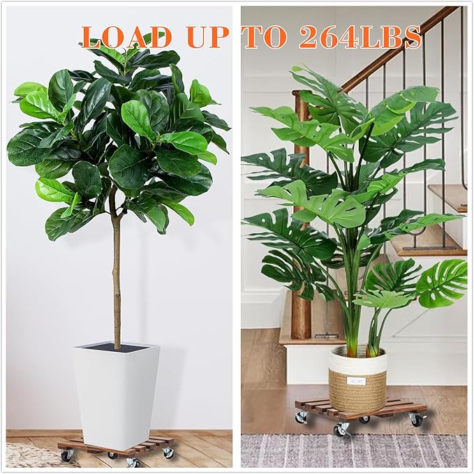 2 Pack Plant Caddy with Wheels, Flower Pot - Image 2