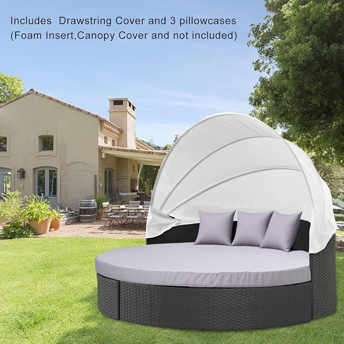 MICTONY Outdoor Daybed Cushion Cover, Sun Bed Cushion Cover, Outdoor Round Bed - Image 4