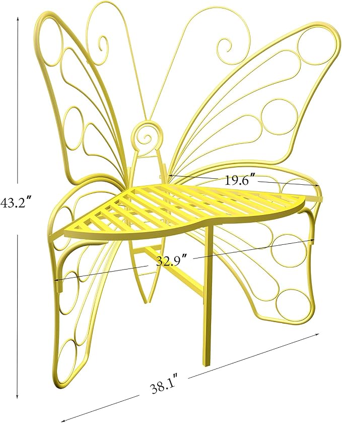 Butterfly Shaped Outdoor Bench, Outdoor Metal Chair Butterfly Bench - Image 2