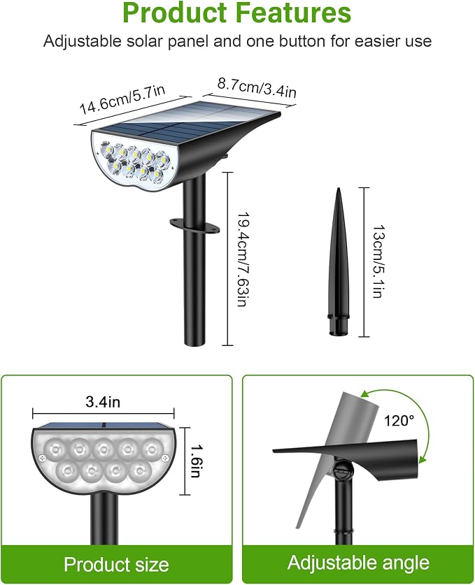 Solar SpotLights Outdoor Waterproof, Solar Lights Outdoor IP65 Waterproof - Image 4