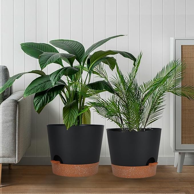12inch Large Self Watering Plant Pot, Plastic Cylinder Planter - Image 3