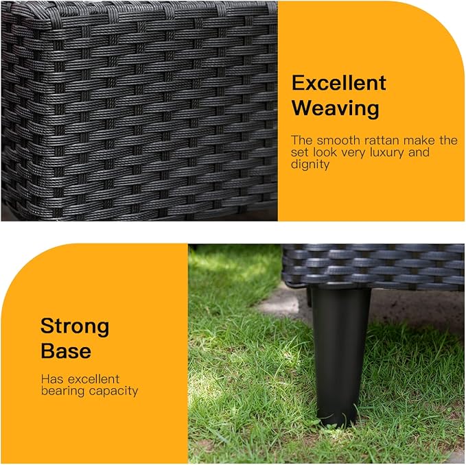 FDW Patio Furniture Sets 5 Pieces Outdoor Wicker Conversation Set Sectional - Image 6