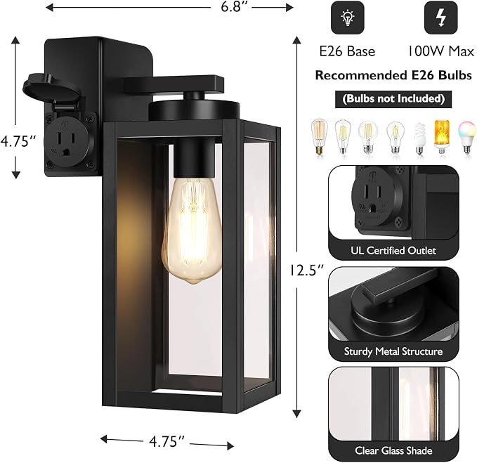 BesLowe 2-Pack Porch Lights Outdoor - Image 5