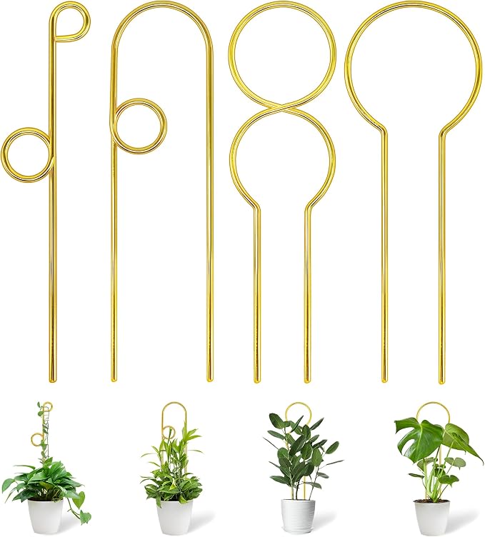 14.17in Plant Trellis Indoor, 4.2mm Dia Gold Small Trellis by Xeeol