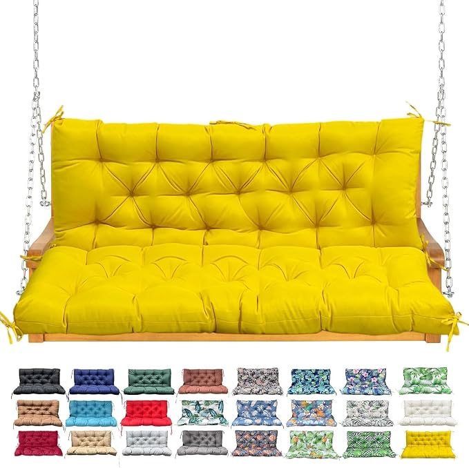 Porch Swing Cushion with Backrest, Waterproof Bench Cushion by NANGELRN