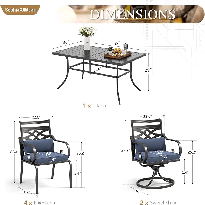 Sophia and William Outdoor Patio Dining Set - Image 6