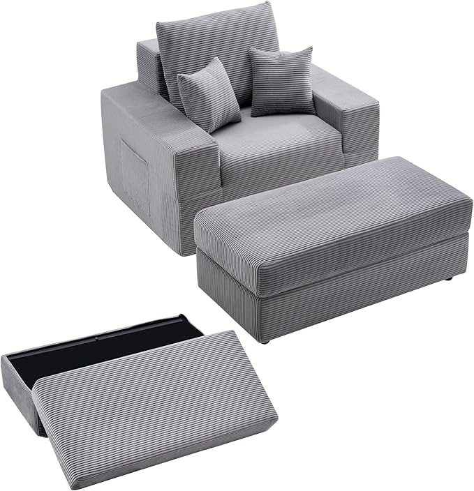 VEVOR Chaise Lounge Chair, 44 in Boneless Modular Chaise Lounge Indoor by VEVOR