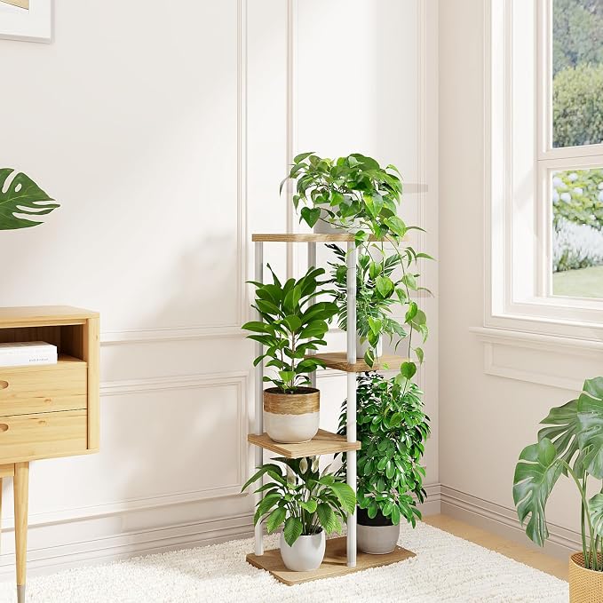 Bamworld Plant Stand Indoor, Corner 4 Tier Metal Plant Shelf - Image 2