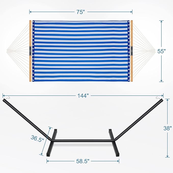 Two Person Hammock with Stand for Outside Heavy Duty, Outdoor Patio Hammock - Image 3