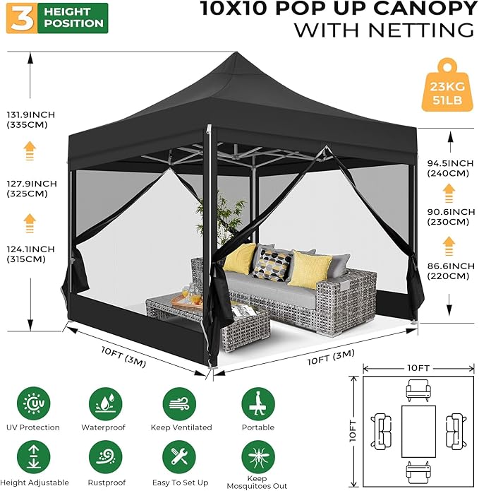 COBIZI 10x10 Heavy Duty Pop Up Canopy - Image 2