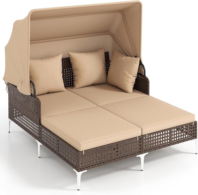 Tangkula Outdoor Rattan Daybed by TANGKULA