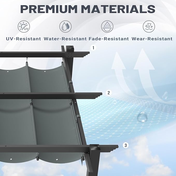 MELLCOM Retractable Pergola 10x10 Ft, Metal Shelter - Image 5