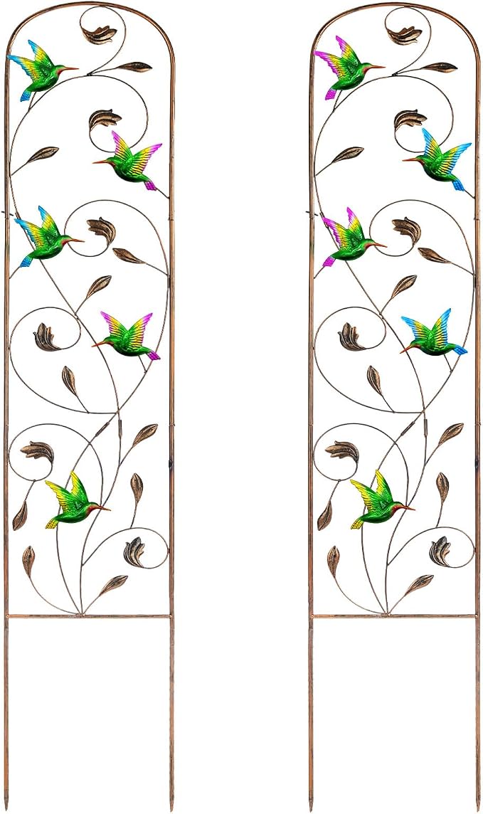 SUNNYPARK Set of 2 Hummingbird Metal Garden Trellis by SUNNYPARK