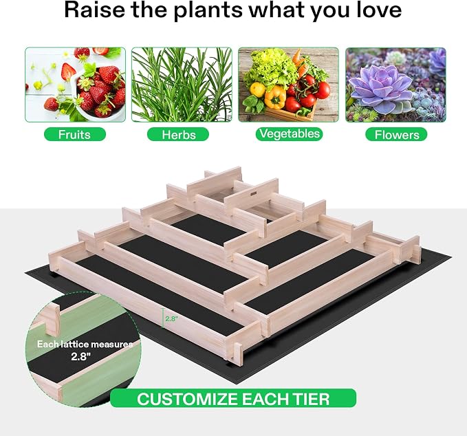 VIVOSUN 5-Tier Wooden Raised Garden Bed, Outdoor Wood Planter Box - Image 6