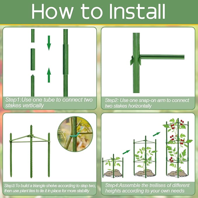 Halatool 8 Pack Tomato Cages for Garden, Garden Stakes Tomato Trellis for Pots - Image 4