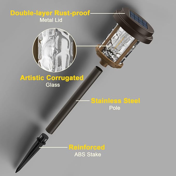 XMCOSY+ Solar Pathway Lights, Dual-Tone Solar Lights Outdoor Waterproof IP65 - Image 9