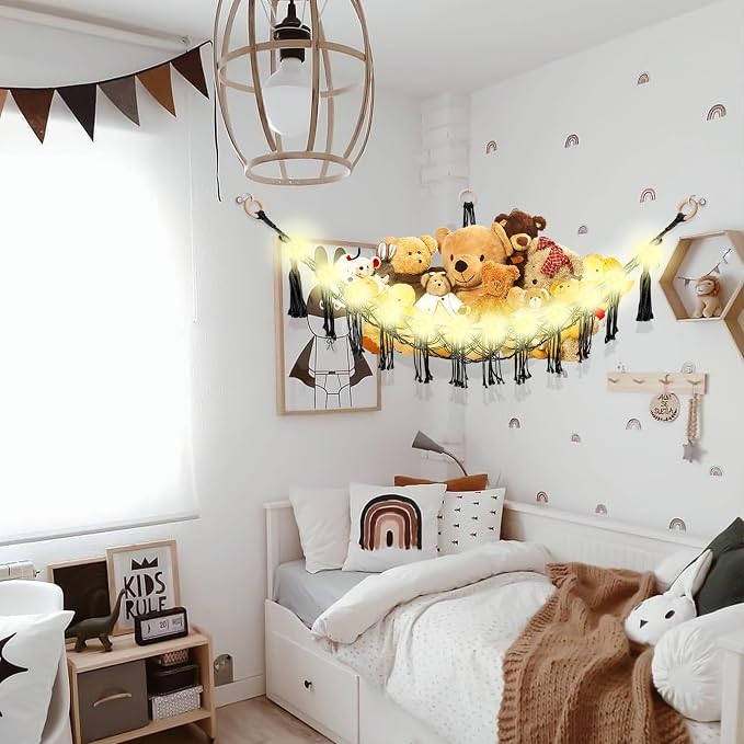 Stuffed Animal Hammock with LED Light, Large Stuffed Animals Storage Corner - Image 3