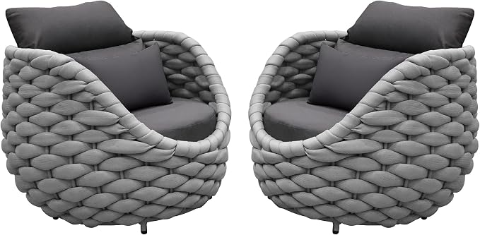 TWT 2 Pieces Patio Furniture Aluminum Armchair, All-Weather Outdoor Single Sofa - Image 4