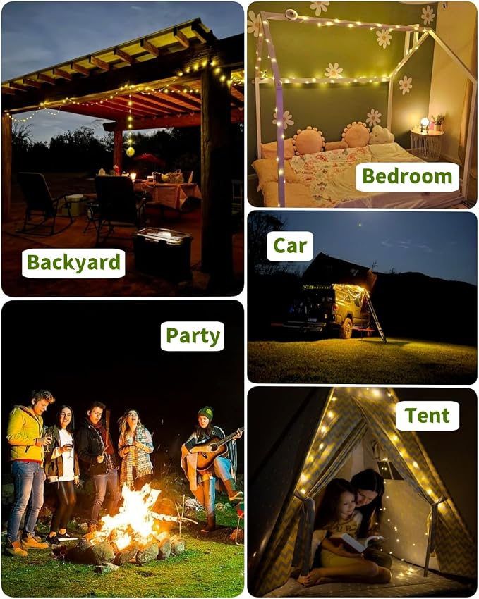 Solar Camping String Lights, 32.8 FT Fairy String Light, 4 in 1 Portable - Image 7