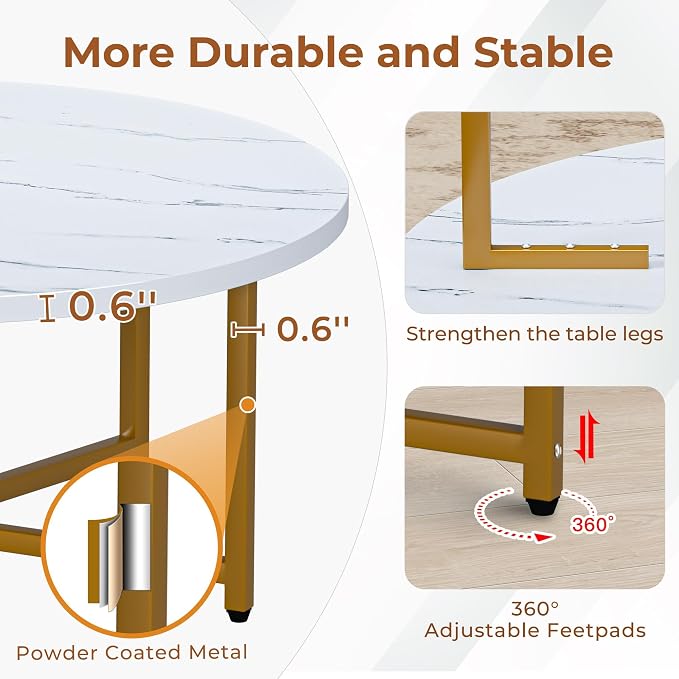 Coffee Table, 31.5" Large Round Coffee Table - Image 5
