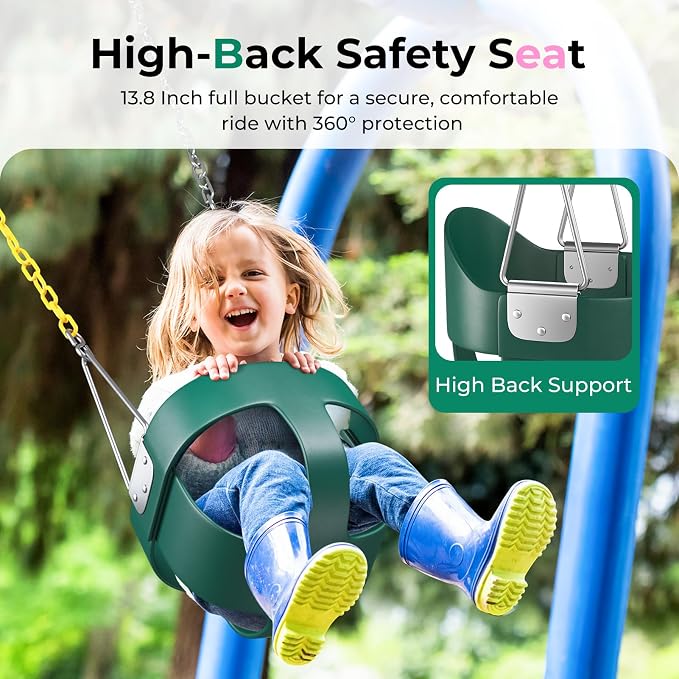 DECORLIFE Toddler Swing, Baby Swing Outdoor –High Back Full Bucket Swing Set - Image 2