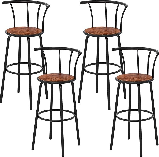 VECELO Bar Stools Set of 4, Swivel Counter Barstools by VECELO