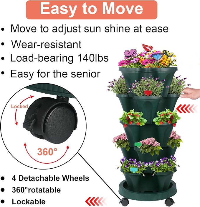 DUNCHATY Stackable Planter, Vertical Strawberry Planter - Image 7