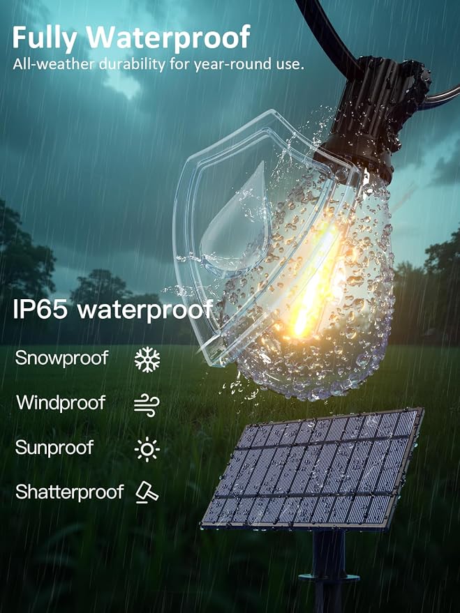 luckystyle 29FT Solar String Lights Outdoor Waterproof - Image 4