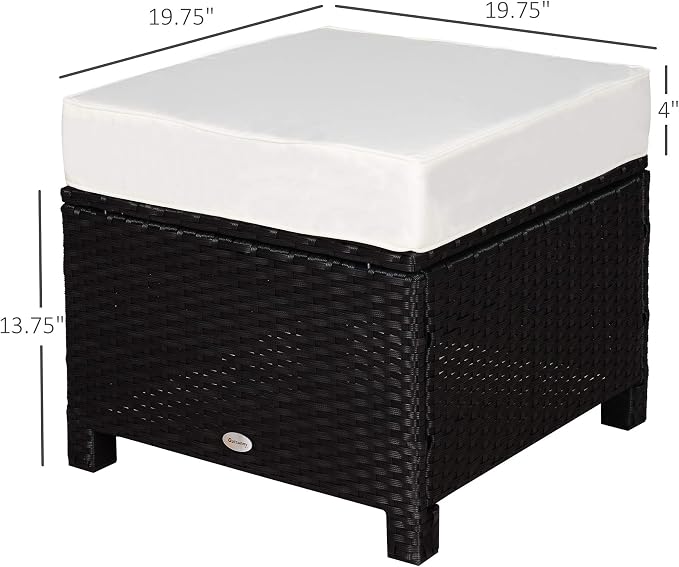 Outsunny 20" Patio Wicker Ottoman, Additional Seating, Side Table - Image 3