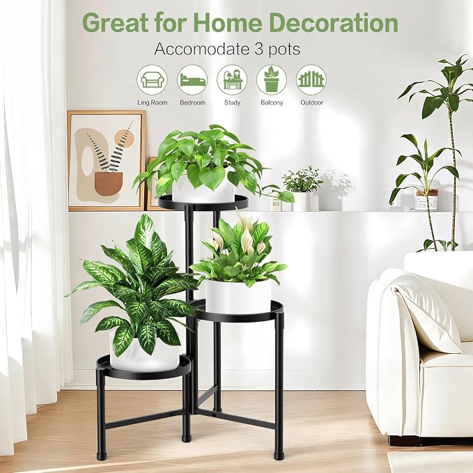 3 Tier Metal Corner Plant Stand Indoor Outdoor, Heightened widened 30'' Tall - Image 8
