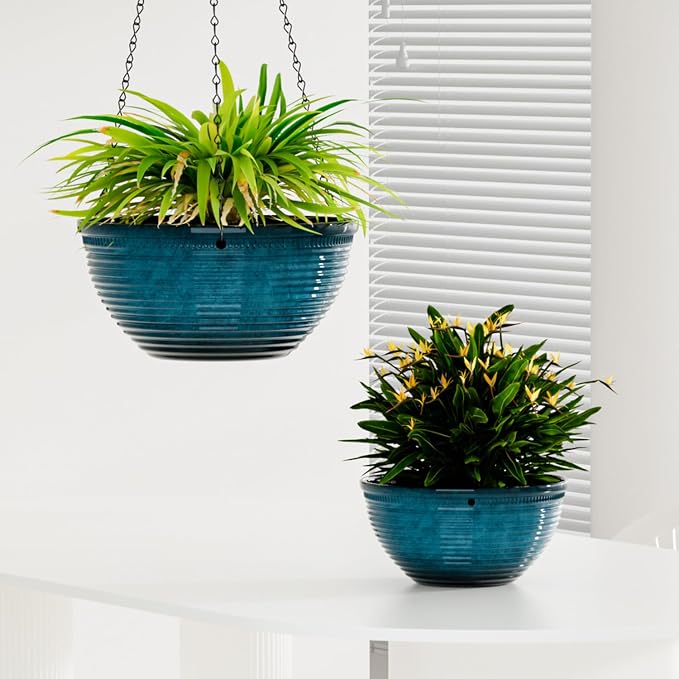 2 Pack Hanging Planters for Indoor Outdoor Plants, 10 Inch Hanging Planter - Image 7