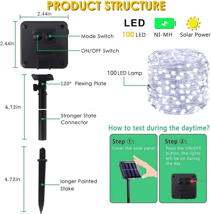 Solar String Lights for Outside, 3 Pack Total 120FT 300 LED Solar Garden - Image 7