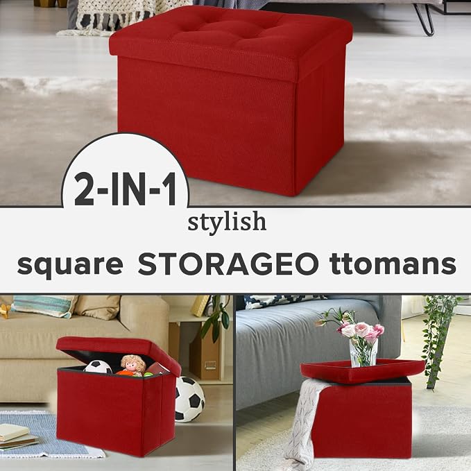 LINMAGCO Small Storage Ottoman Stool Foot Rest Stool Under Desk Stool Short - Image 9