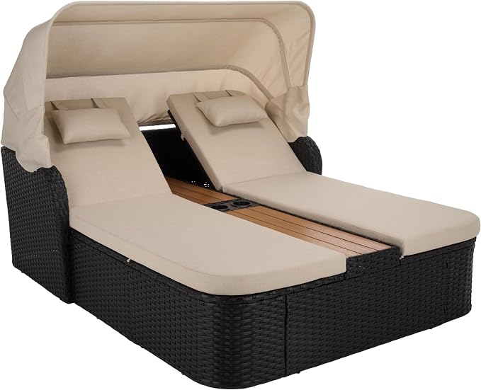 SAFAVIEH Outdoor Patio Furniture Collection – Victoria Black & Taupe Double - Image 9