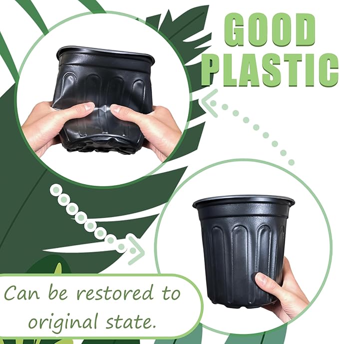 60 Pack 1 Gallon Nursery Plant Pots, Thickened Flexible Plastic Seedling Pot - Image 5