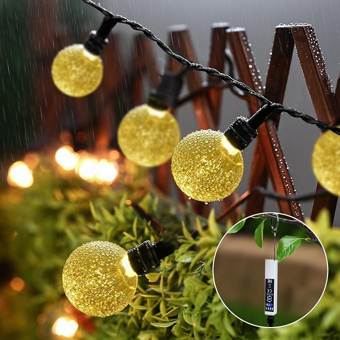 SMY Lighting 22FT*2 Rechargeable Battery Operated 50 LED Crystal Globe String - Image 3