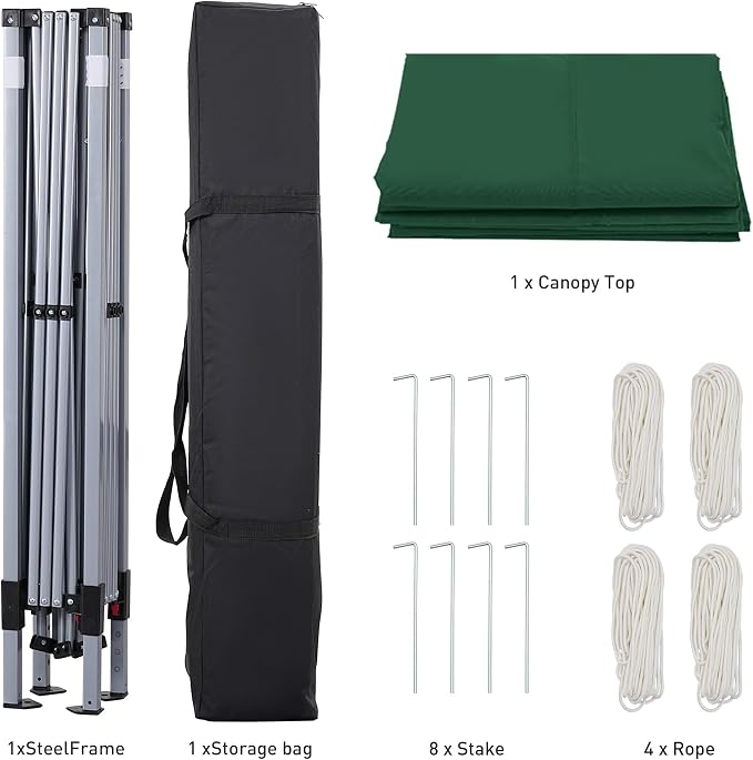 GDY 10x10 Pop Up Canopy Tent, Easy Set up Outdoor Silver Coated Beach Gazebos - Image 4