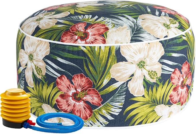 Magpie Fabrics Indoor/Outdoor Inflatable Stool Ottoman Pouf, Water Repellent by Magpie+Fabrics