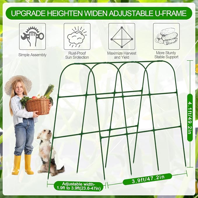 Cucumber Trellis for Raised Bed, U-Shape Garden Trellis for Climbing Plants - Image 4