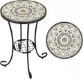 VCUTEKA Outdoor Side Table Mosaic Patio Table Accent Tables Mosaic Tile Top by VCUTEKA