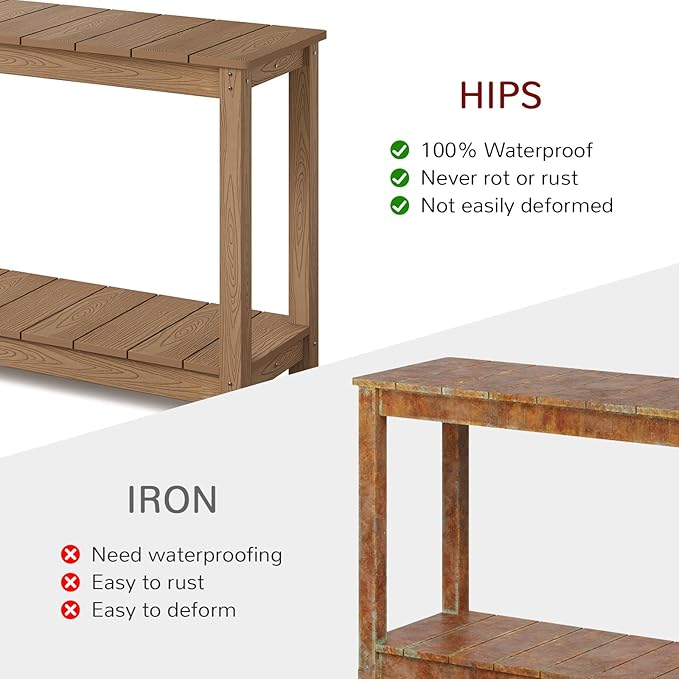 Stoog All-Weather Patio Console Table, 2-Tier Outdoor Table - Image 5